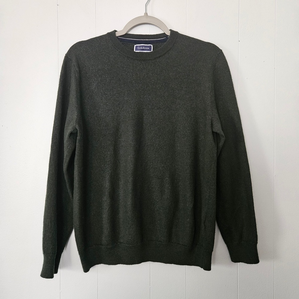 Crewneck Sweater Mens Large Merino Wool Blend Dark Academia